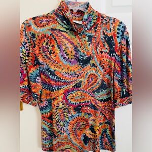 Camille & Co Tie Dye Themed Multicolored Woman’s Medium Short‎ Sleeve Top